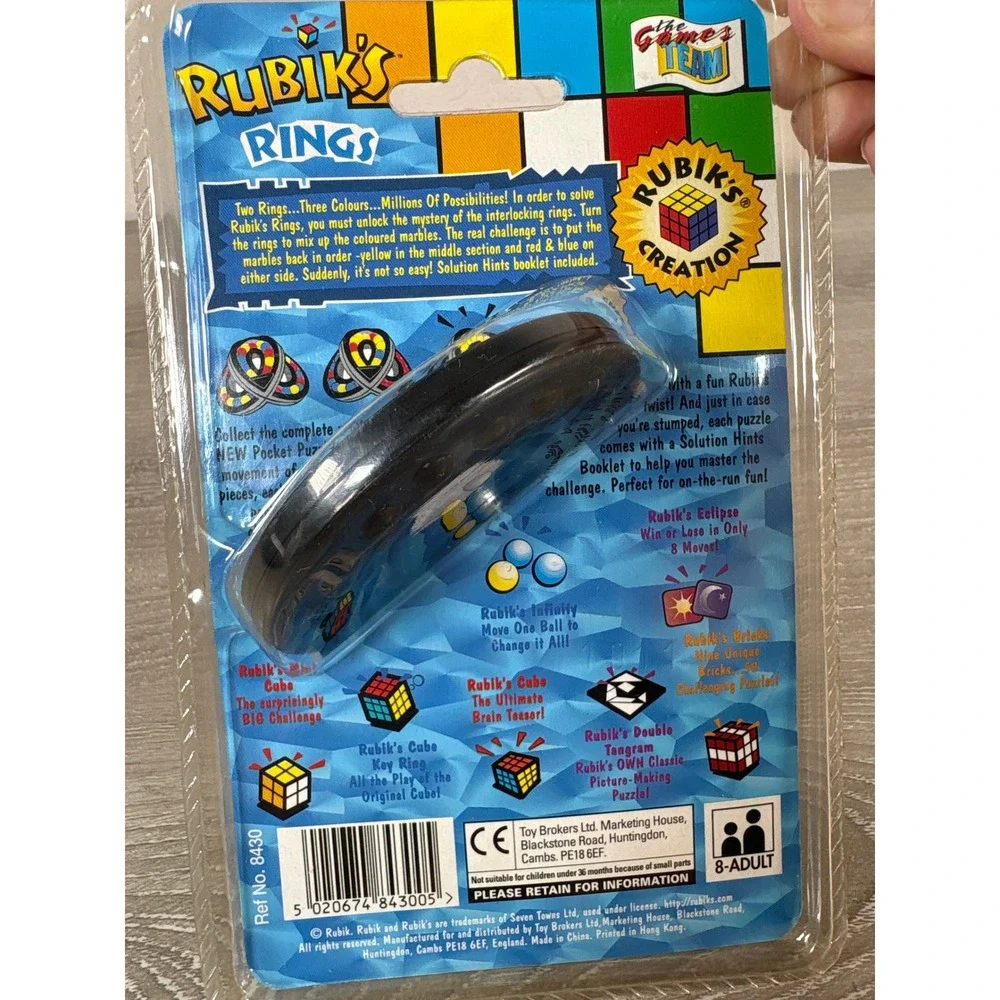 Vintage Rubiks Rings Brain Teaser Puzzle New Sealed Interlocking Rings Toy 8430